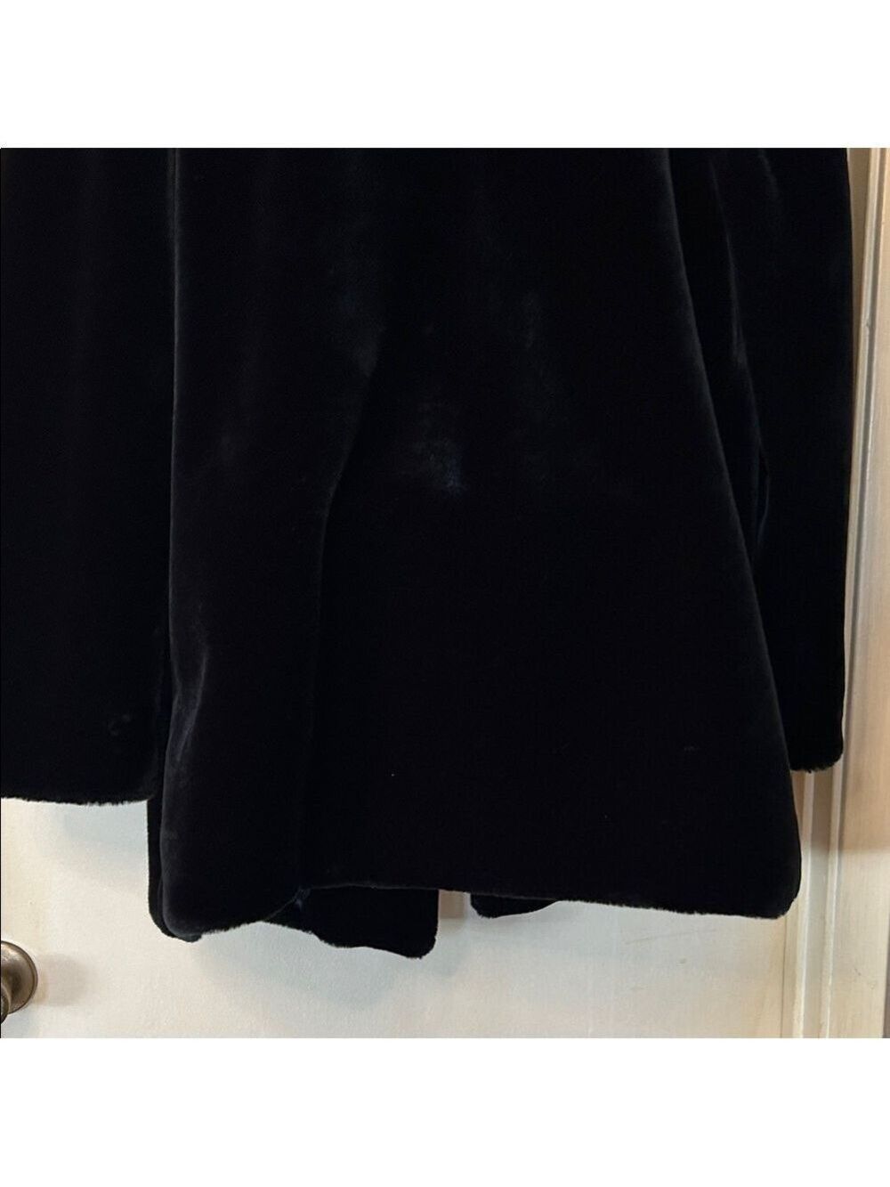 Sajon Vintage Plush Black Teddy Coat with Elegant Shawl Collar size M - Picture 8 of 10